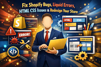 shopify bug fix shopify error, shopify liquid HTML CSS bugs redesign shopify