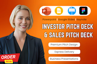 design business presentation, sales pitch deck and investor pitch deck