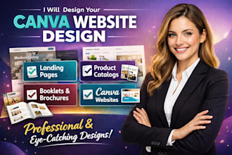 design canva website landing page product catalog booklet canva website design