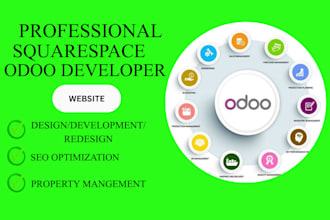 design property management website, squarespace website design with booking odoo