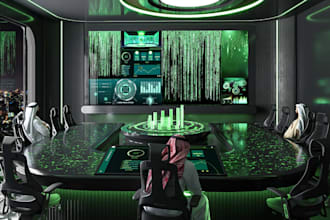 simulate 3d esport gaming arena, interior game center,virtual design,hall render