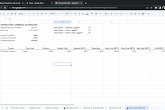 build a contractor job costing overhead profit tracker in google sheets