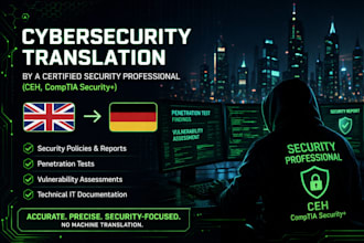 translate cybersecurity and pentest reports english to german, ceh certified
