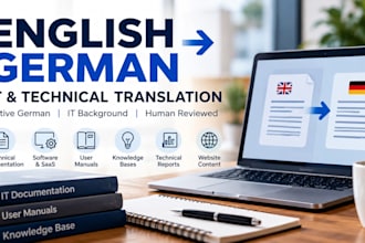 translate english IT and technical content into natural german