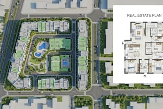 render architectural site plan and real estate plan