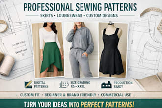 design sewing pattern making for your skirt, loungewear and size grading
