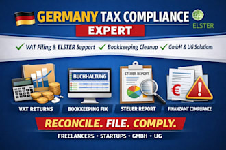 handle germany tax compliance vat filing elster bookkeeping for gmbh ug
