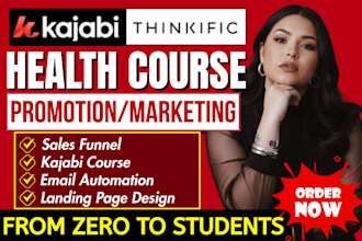 online course promotion kajabi health course marketing thinkific sales funnel