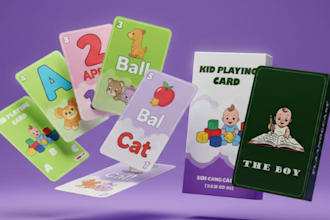 design flashcards card game design educational cards, kids card, card box mockup