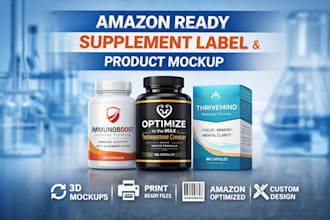 design an amazon ready supplement label and product mockup