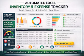 create an automated excel spreadsheet inventory and expense tracker