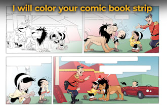 color your comic strip in a cartoon or newspaper style
