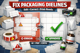 fix, edit or recreate packaging dieline