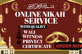 officiate online nikah for your islamic marriage wali witness and certificate