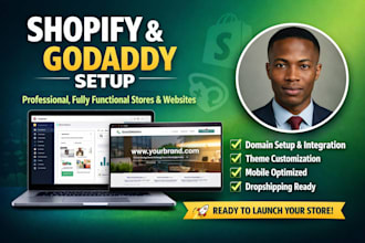 set up shopify store and godaddy website professionally