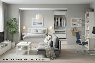 design living room, bedroom, home office with ikea furniture
