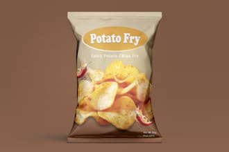 design eye catching potato packet or pouch design