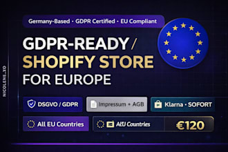 setup a gdpr compliant woocommerce shopify store design for the european market