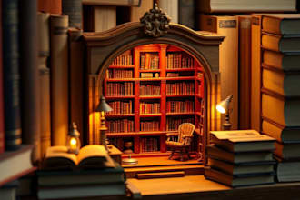 design 3d printable laser cutting 3d book nook stl file miniature bookshelf dxf