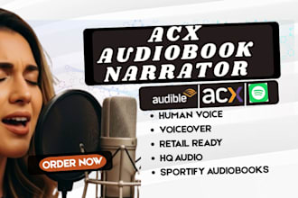 locución de audiolibro con estándares para audible, spotify y libby