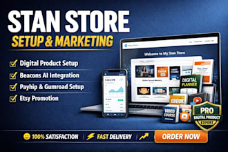 setup stan store, beacons ai, payhip, digital product, gumroad, etsy promotion