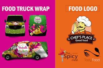 create an exclusive food truck wrap design and professional food logo design