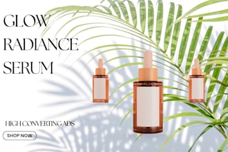 design high end skincare product ads and social media posts