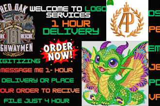 do fast and quick any embroidery digitizing logo into dst pes in one hour