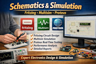 do schematics and simulate using fritzing, multisim and proteus
