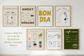 custom wall art posters for cafes, restaurants or home decor