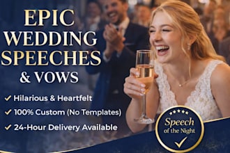 write an epic wedding speech, best man speech or emotional wedding vows
