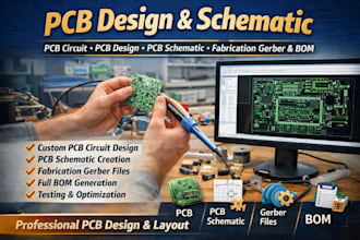 design pcb circuit, pcb design, pcb schematic, fabrication gerber and bom