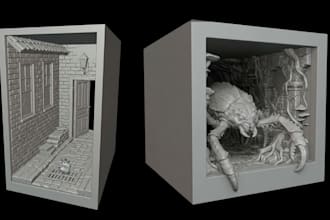 sculpt 3d printable book nook bookshelf diorama insert custom book nook stl