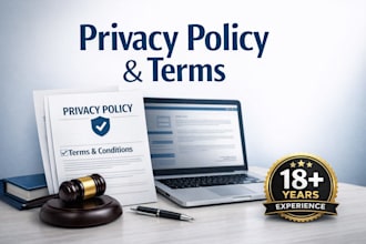 create privacy policy, terms and conditions for your website in 24h