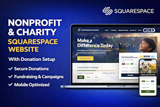 design squarespace nonprofit or charity website with donation setup