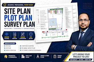 draw property map survey plan utility plan site plan  permit set drawings