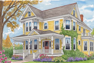 paint watercolor house portrait