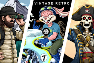 create vintage retro illustration for tshirt design