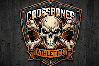 make awesome style crossbones mascot logo with express delivery