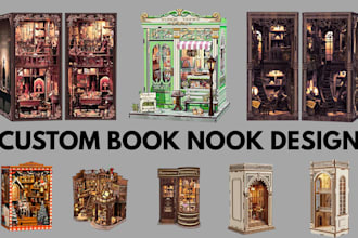 design printable book nook svg laser cut book nook miniature dxf cnc diorama