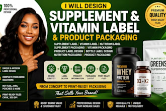 design supplement, vitamin, nutrition product labels and packaging