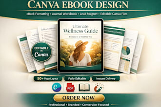 design canva ebook, canva journal workbook, lead magnet and canva pdf design