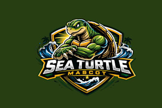 design awesome style sea turtle mascot e sport logo in very short time