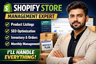 manage your shopify store, product listing, SEO, inventory and order fulfilment
