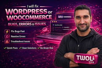 fix wordpress or woocommerce bugs, errors and issues