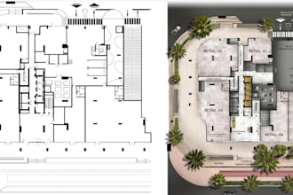 draw 2d floor plan for playing ground include playing equipment, amenities, kart