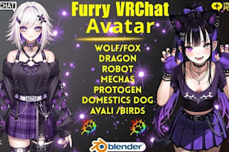 create furry vtuber model,anime vrc avatar,3d vtuber rigging, nsfw vrchat avatar