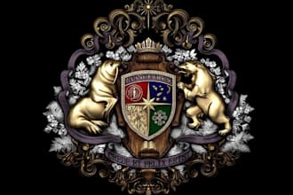 do 3d coat of arms family crest heraldic shield royal emblem logo design for you
