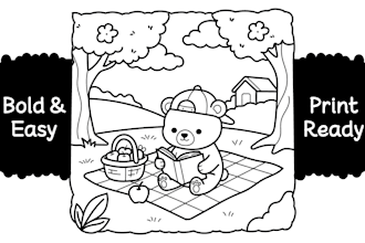 create cute, bold and easy coloring pages for KDP