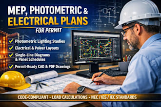 design mep photometric design lighting grading and electrical plans for permit
